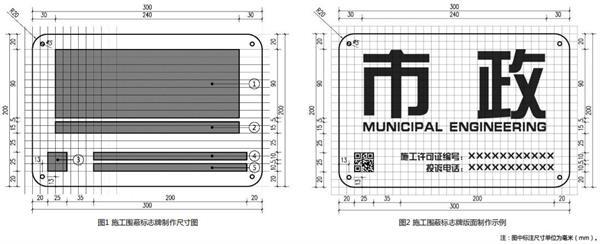 施工围蔽标志牌制作尺寸图及版面制示例